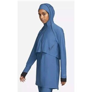 Nike Swim Victory Luxe Modest Tunic Dress Swimsuit Coverup women large Blue NEW